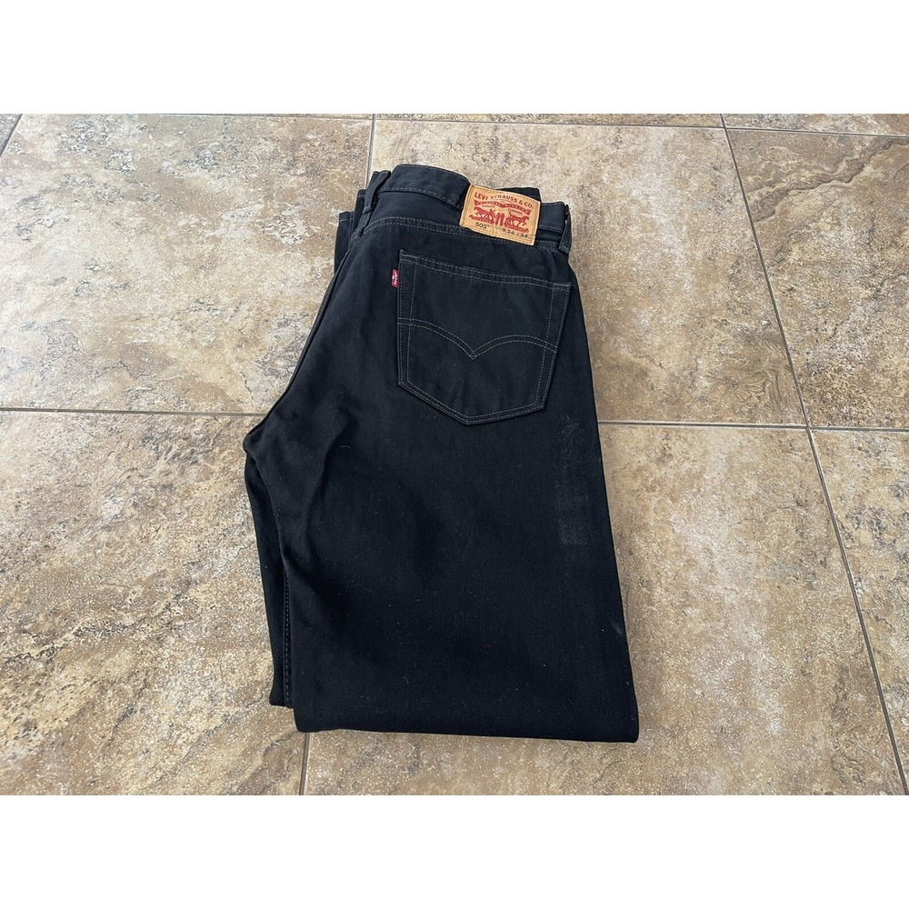 Levi's 505 Jeans Regular Straight Leg Mens Size 34x34 Black Tapered
